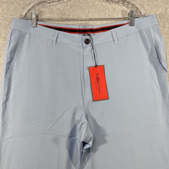Short Par 4 Pants Mens 38x32 (41x32) Preppy Performance Golf Stretch Blue‎ Chino - Picture 2 of 15